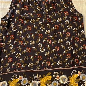 Ann Taylor Loft Navy Floral Sleeveless Blouse Petite Size XS